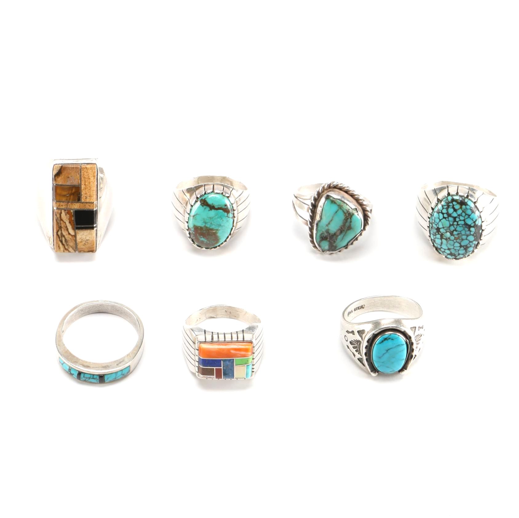 Collection of Men's Sterling Silver Rings