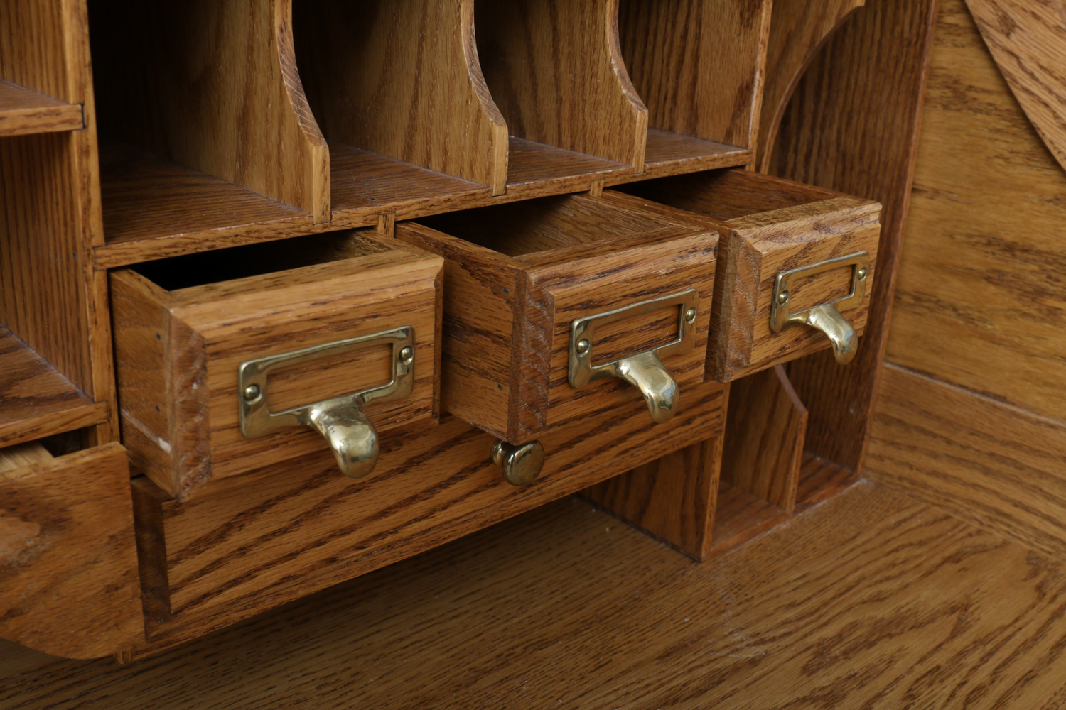 Wood Revival Oak Secretary Roll-top Desk and Chair