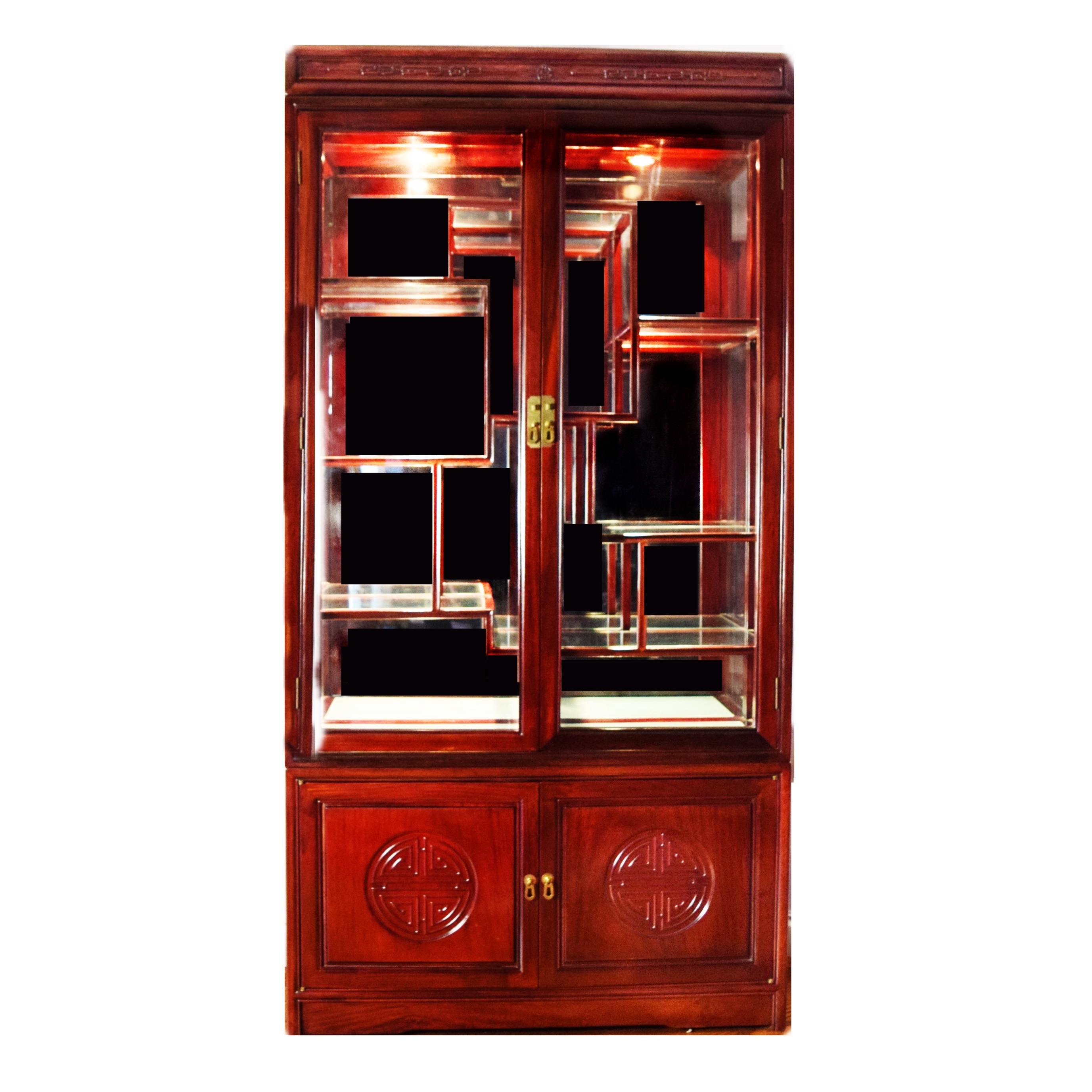 Asian Inspired Curio Cabinet with Stepped Shelving