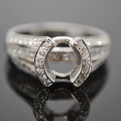 14K White Gold Semi-Mount Ring With Diamonds