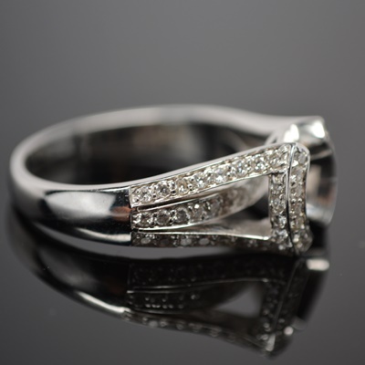 14K White Gold Semi-Mount Ring With Diamonds
