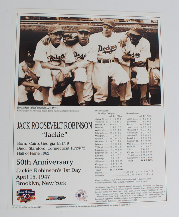 Hall of Fame Induction Day Card and 50th Anniversary of His First Day of Jackie Robinson