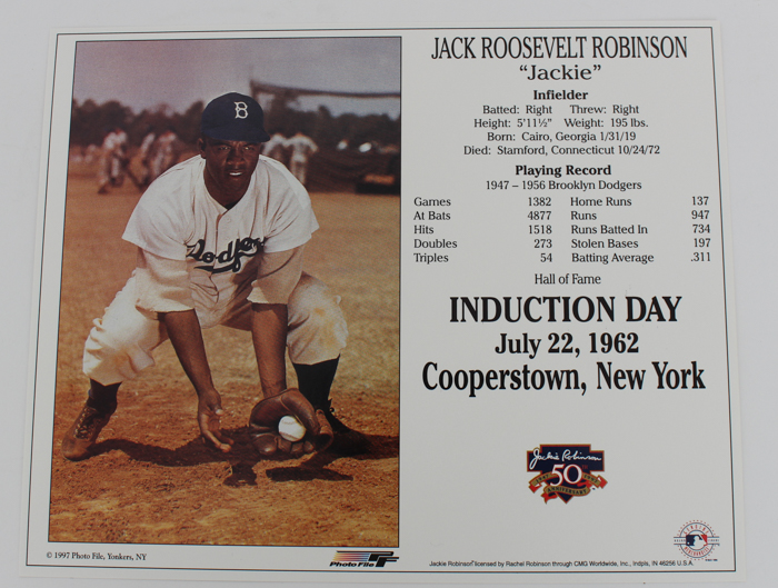 Hall of Fame Induction Day Card and 50th Anniversary of His First Day of Jackie Robinson