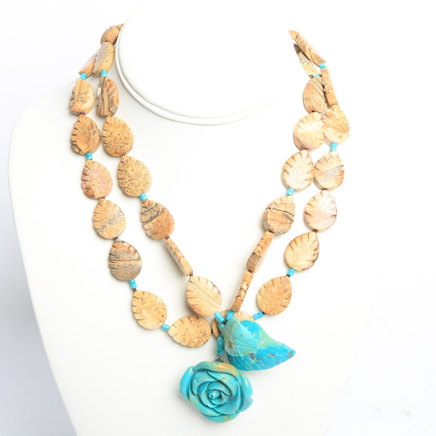 Two Blonde Lizards Jasper and Turquoise Necklace