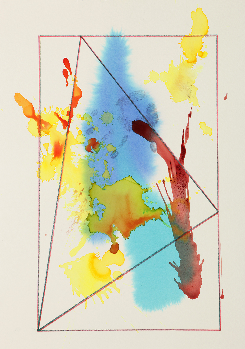 Ricardo Morin Watercolor and Wax Pencil on Paper "Triangulation 11"