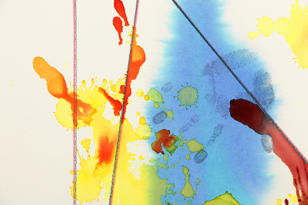 Ricardo Morin Watercolor and Wax Pencil on Paper "Triangulation 11"