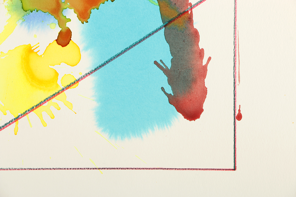 Ricardo Morin Watercolor and Wax Pencil on Paper "Triangulation 11"