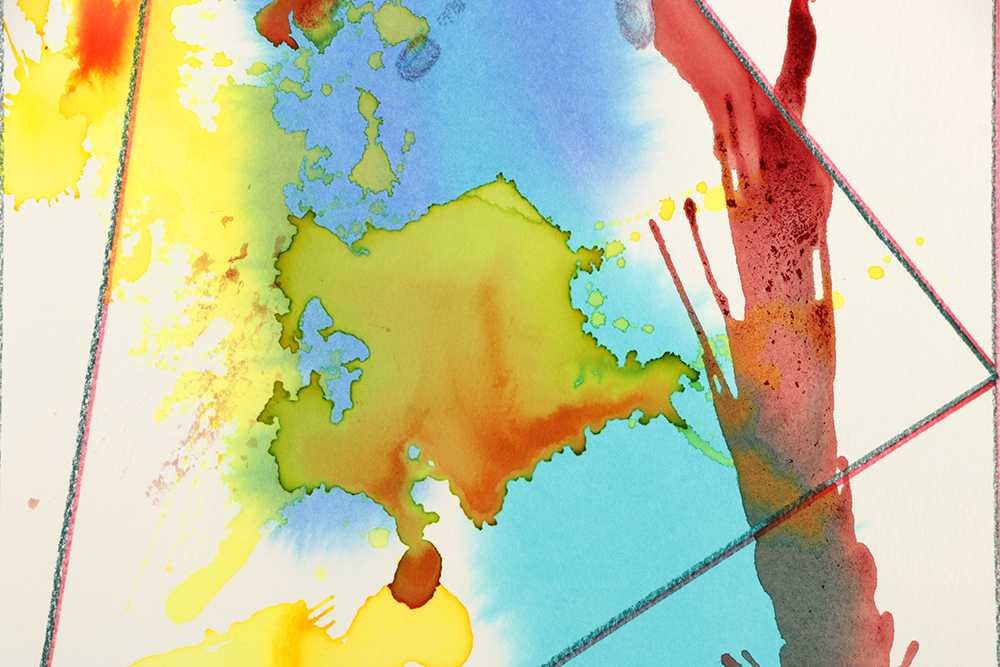 Ricardo Morin Watercolor and Wax Pencil on Paper "Triangulation 11"