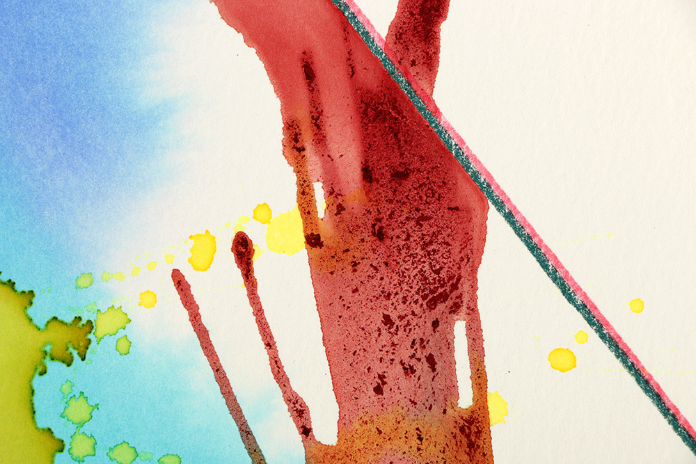 Ricardo Morin Watercolor and Wax Pencil on Paper "Triangulation 11"