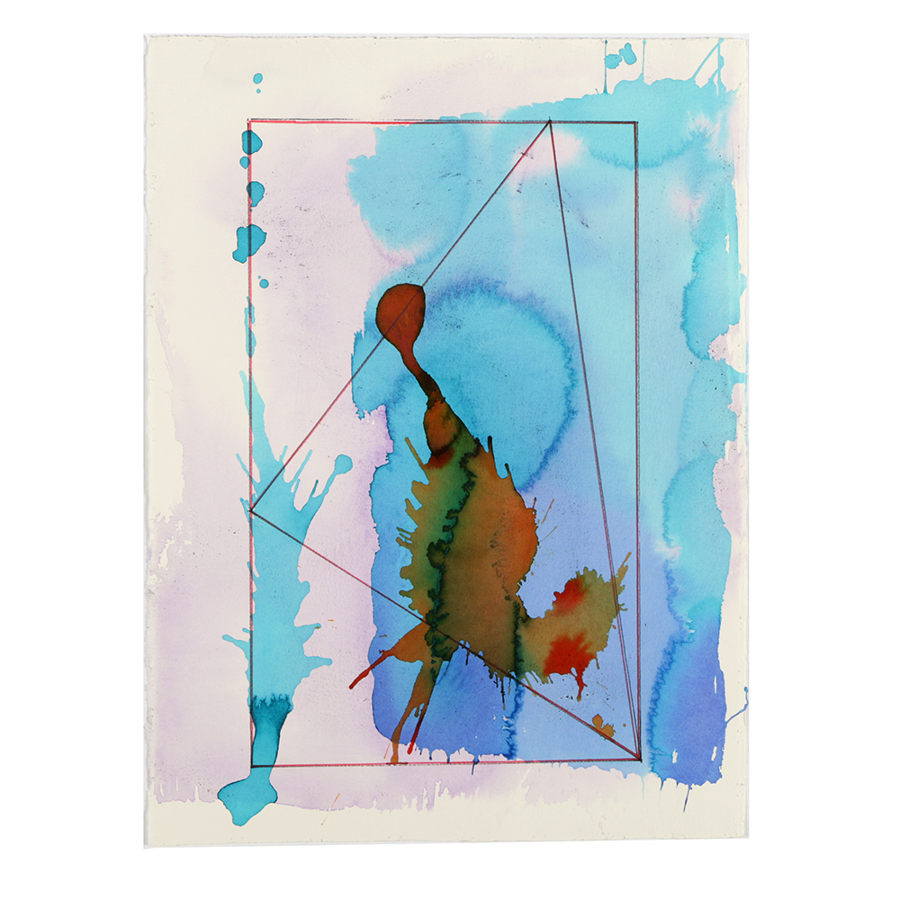 Ricardo Morin Watercolor and Wax Pencil on Paper "Triangulation 10"
