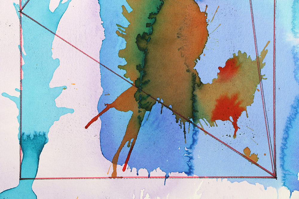 Ricardo Morin Watercolor and Wax Pencil on Paper "Triangulation 10"