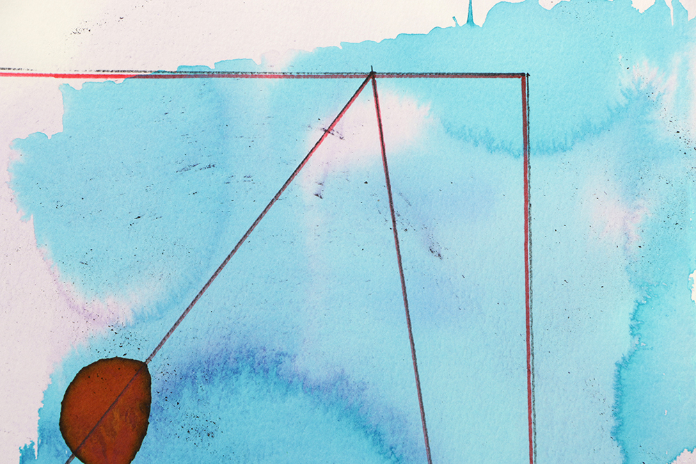 Ricardo Morin Watercolor and Wax Pencil on Paper "Triangulation 10"