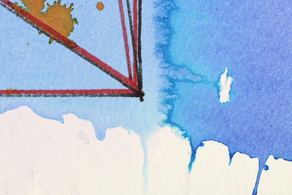 Ricardo Morin Watercolor and Wax Pencil on Paper "Triangulation 10"