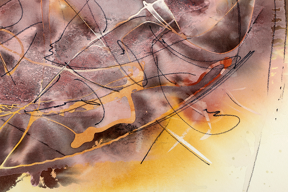 Ricardo Morin Watercolor and Ink Painting on Paper from "Vortex Series"