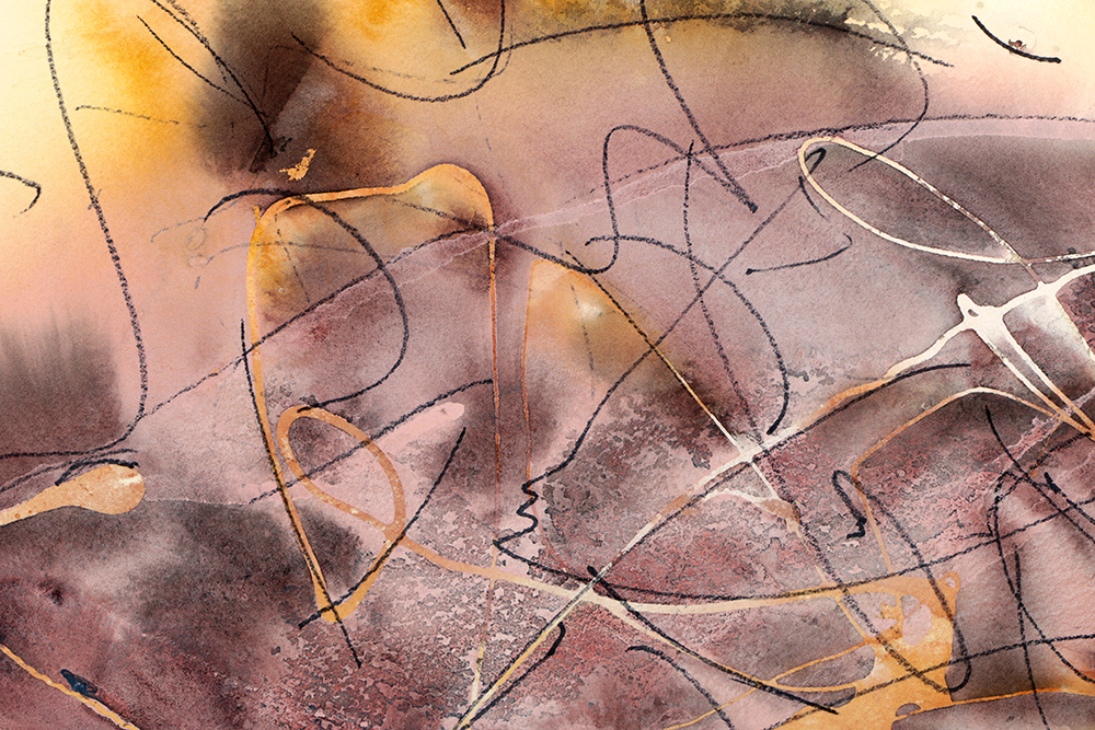 Ricardo Morin Watercolor and Ink Painting on Paper from "Vortex Series"