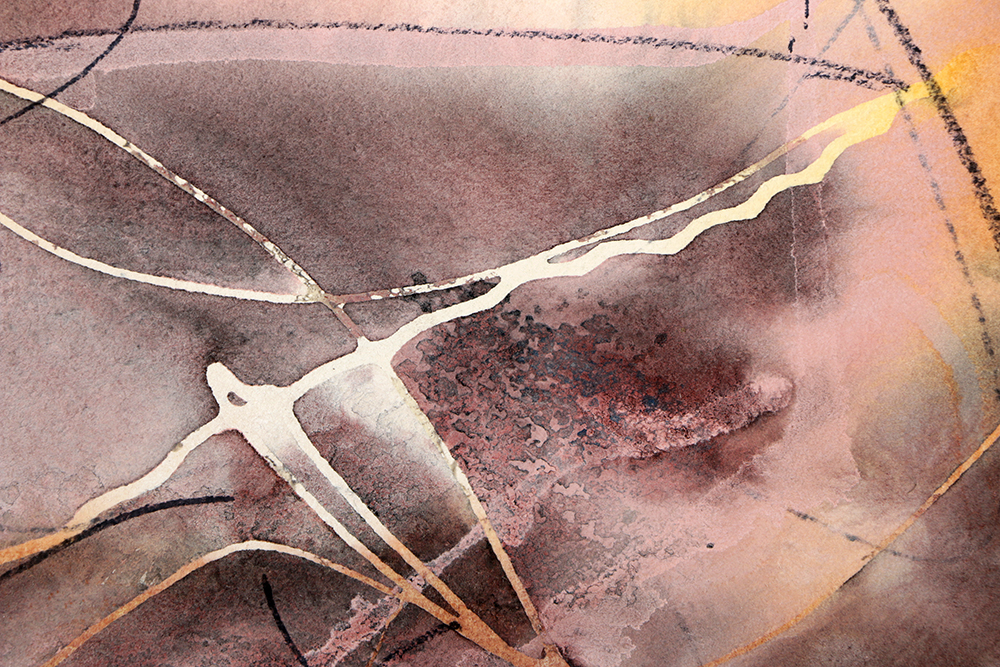 Ricardo Morin Watercolor and Ink Painting on Paper from "Vortex Series"