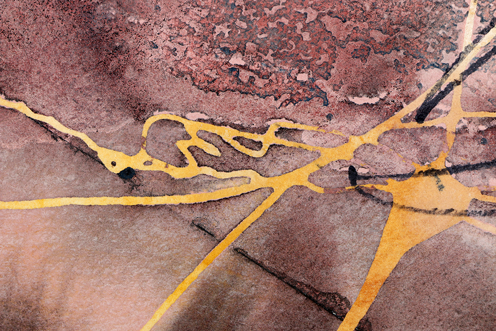 Ricardo Morin Watercolor and Ink Painting on Paper from "Vortex Series"