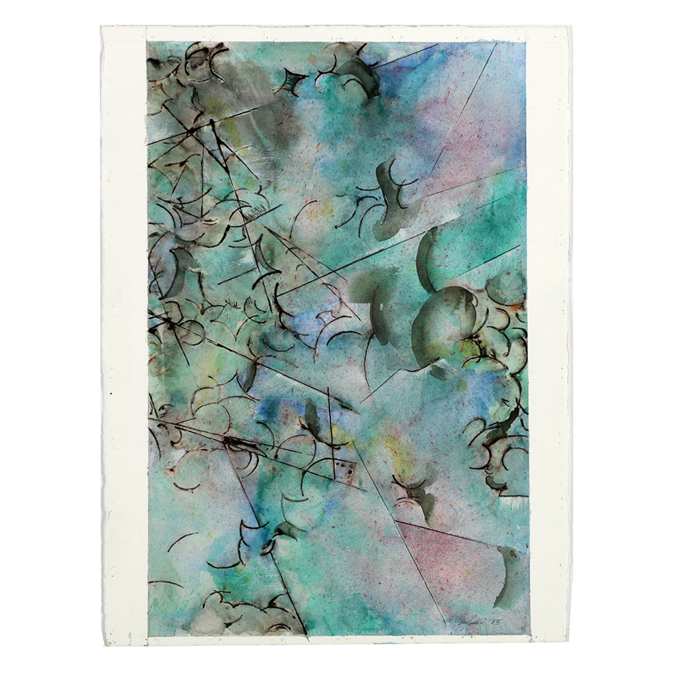 Ricardo Morin Abstract Ink and Watercolor Painting on Paper from "Sonata Series"