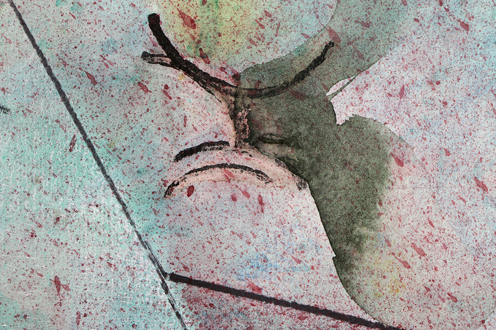 Ricardo Morin Abstract Ink and Watercolor Painting on Paper from "Sonata Series"