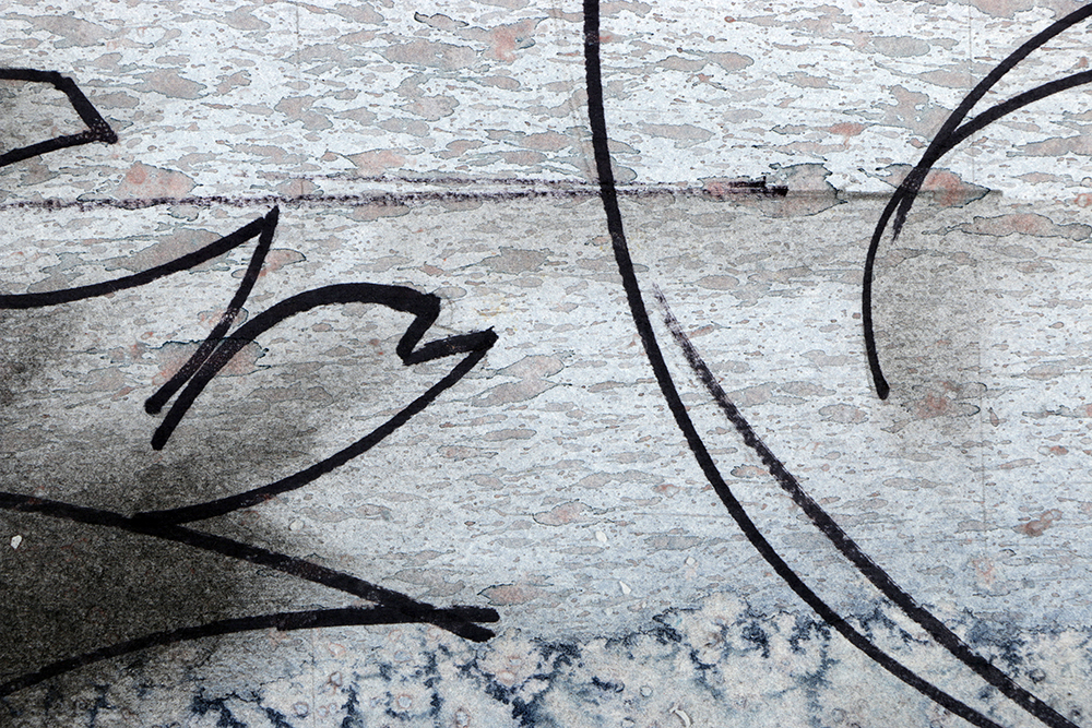 Ricardo Morin Abstract Ink and Watercolor Painting on Paper