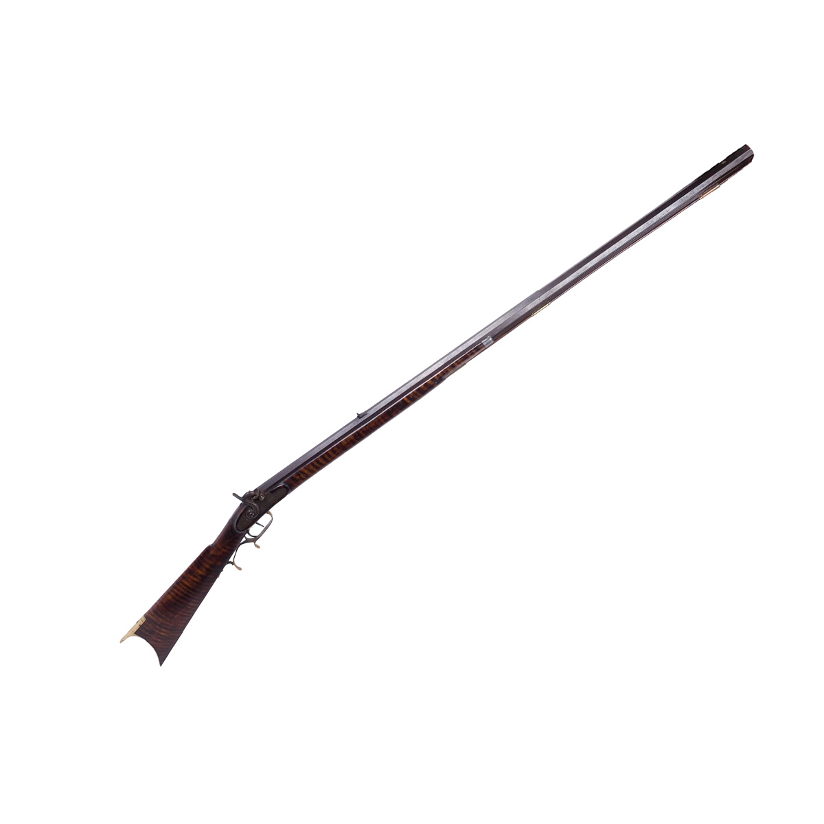 Antique Kentucky Long Percussion Rifle with George Goulcher Lock Plate