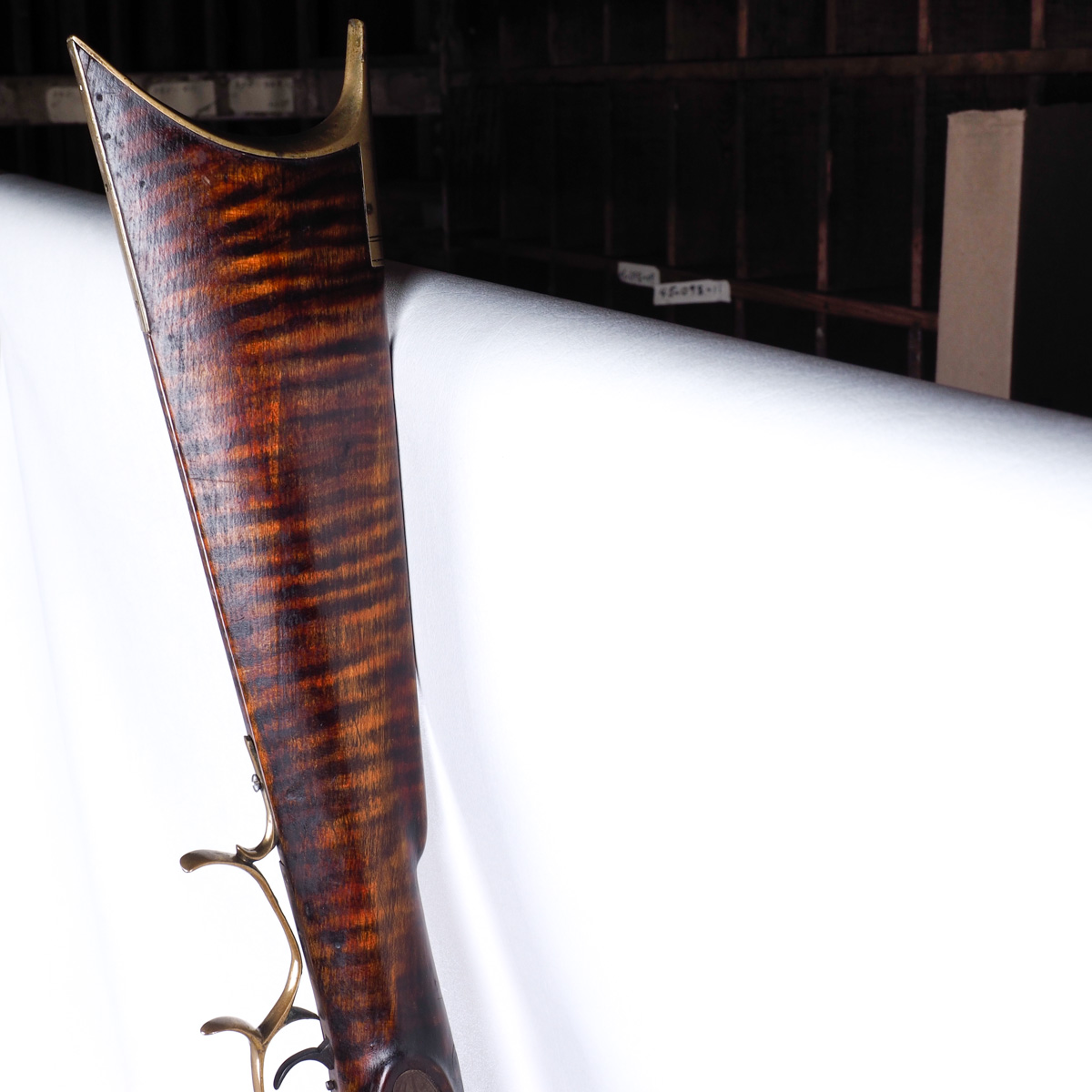 Antique Kentucky Long Percussion Rifle with George Goulcher Lock Plate