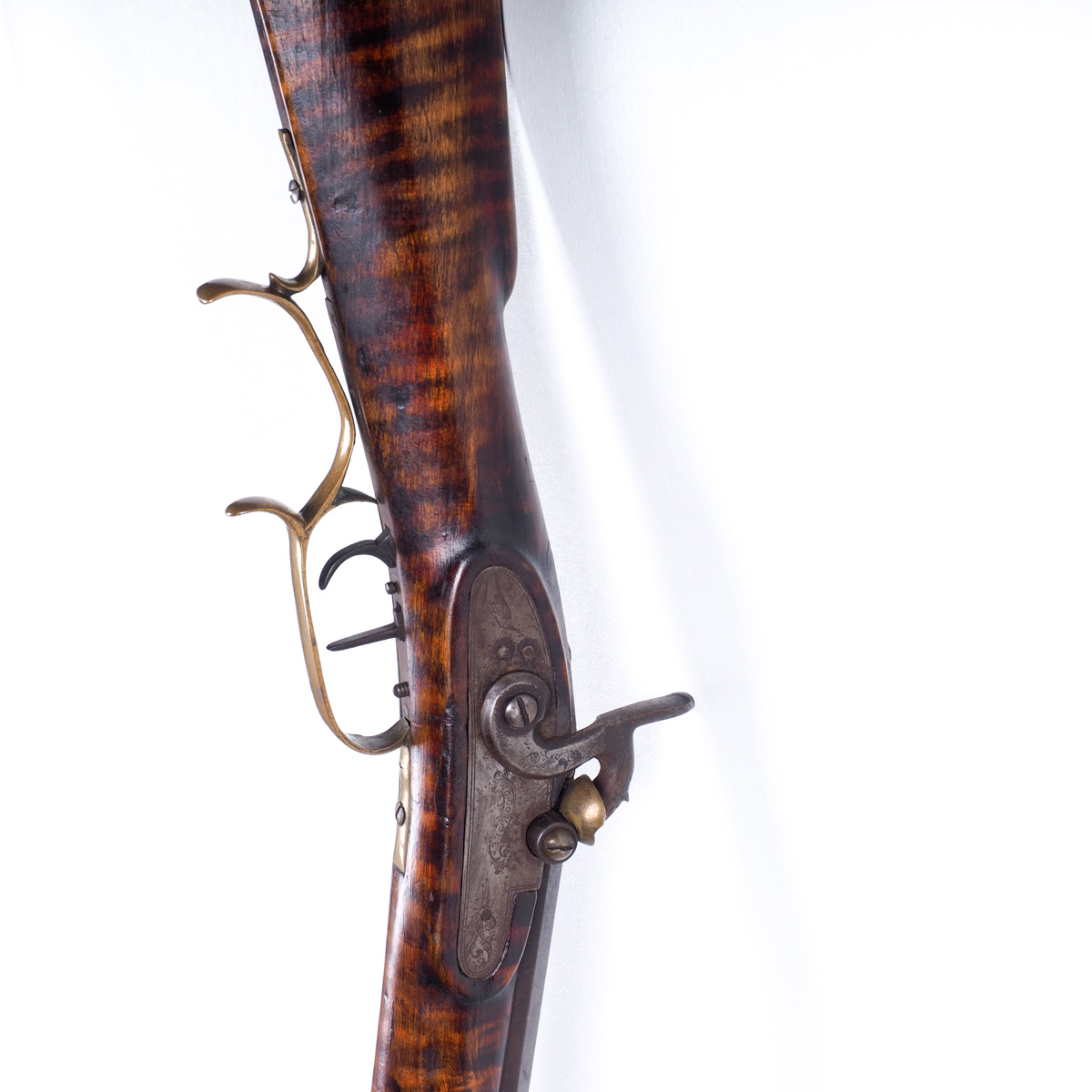 Antique Kentucky Long Percussion Rifle with George Goulcher Lock Plate