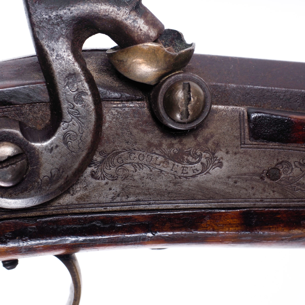 Antique Kentucky Long Percussion Rifle with George Goulcher Lock Plate