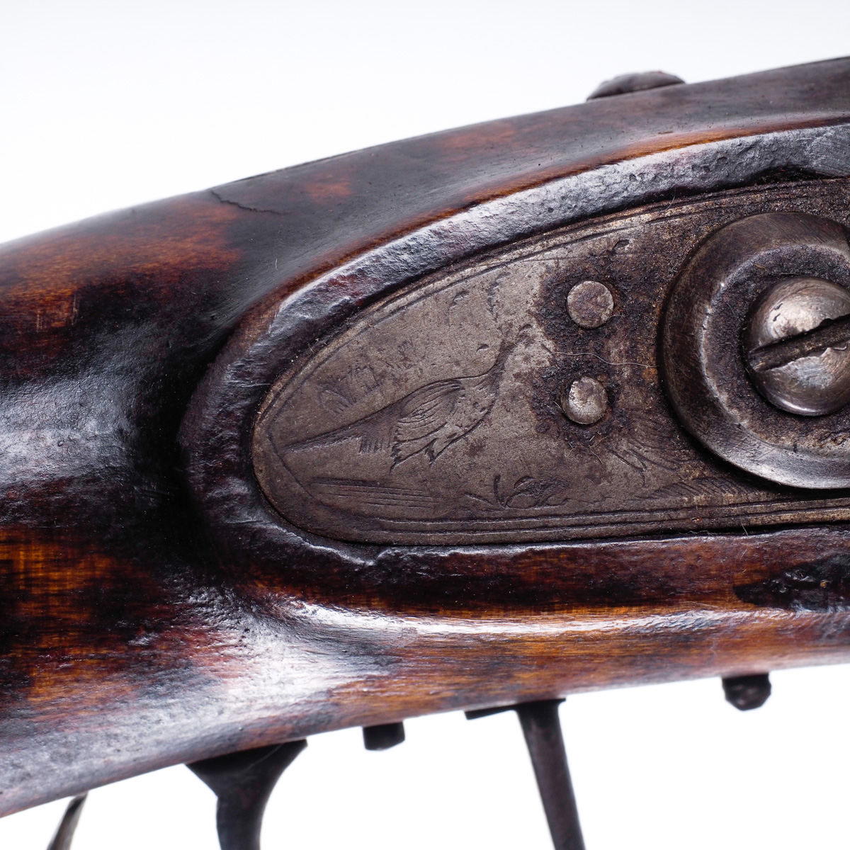 Antique Kentucky Long Percussion Rifle with George Goulcher Lock Plate