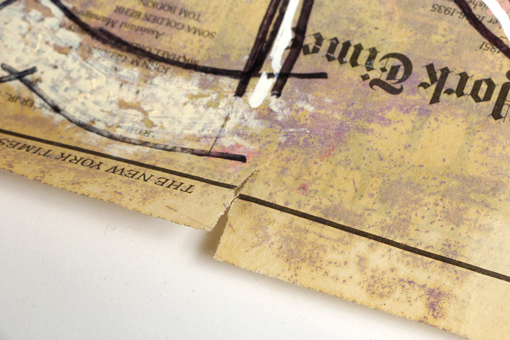 Ricardo Morin Abstract Mixed Media Painting on Newspaper