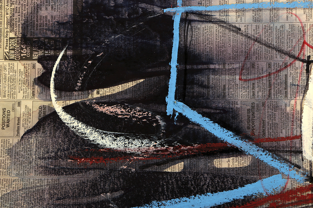 Ricardo Morin Abstract Mixed Media Painting on Newspaper