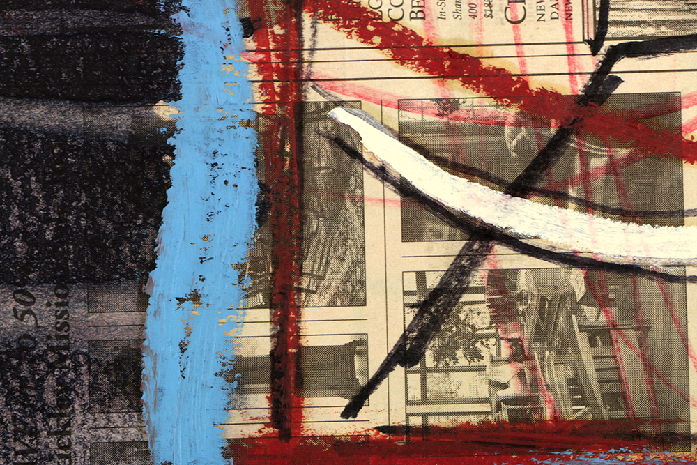 Ricardo Morin Abstract Mixed Media Painting on Newspaper
