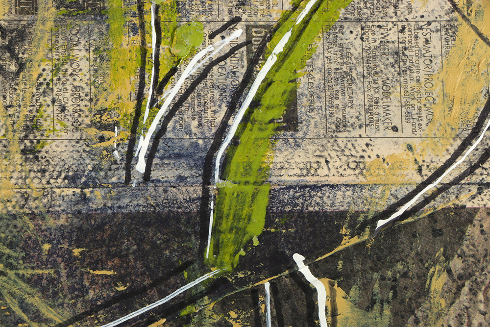 Ricardo Morin Abstract Mixed Media Painting on Newspaper