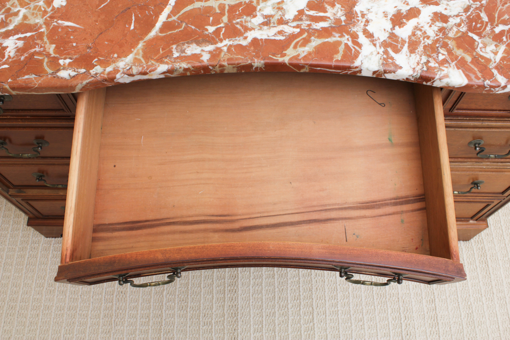 Vintage Double Pedestal Desk with Marble Top