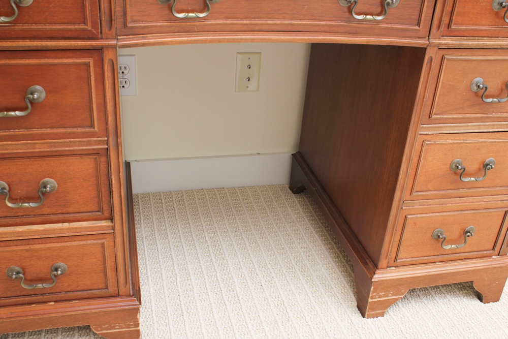 Vintage Double Pedestal Desk with Marble Top