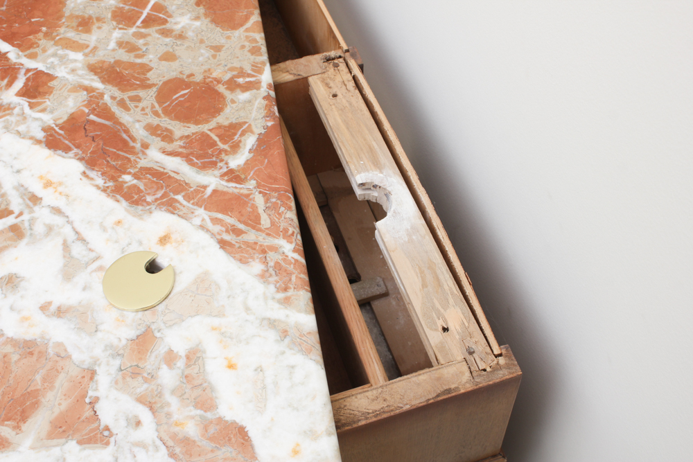 Vintage Double Pedestal Desk with Marble Top