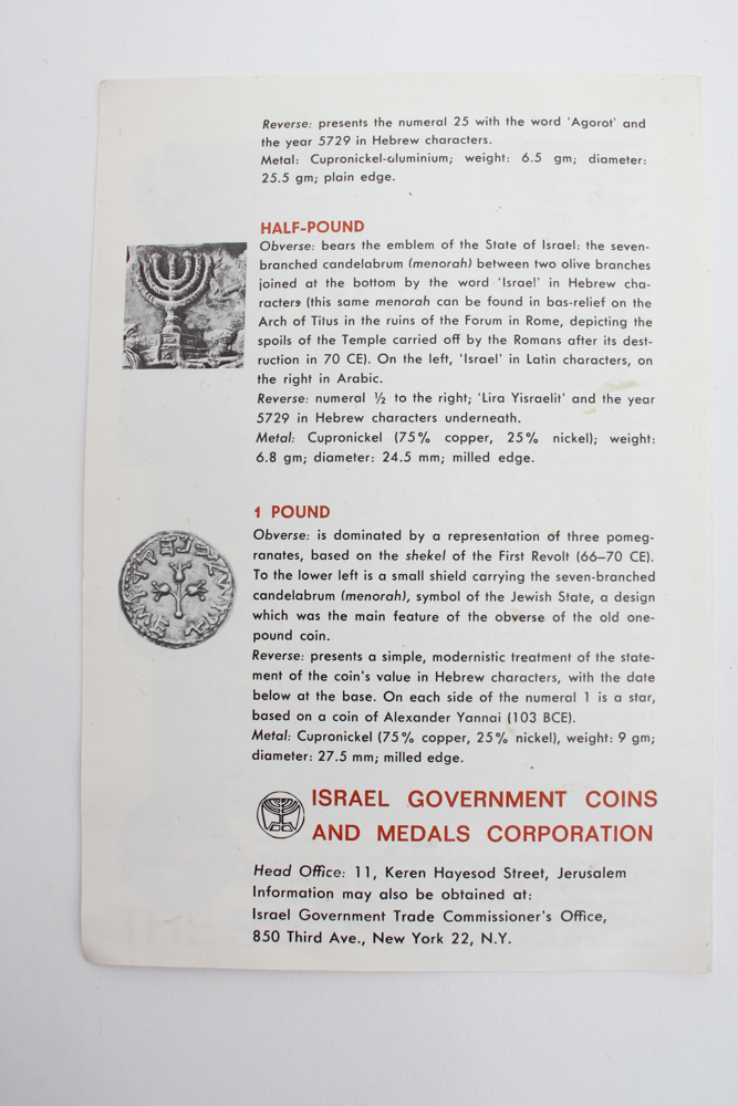 Coins of Israel 1948-1969 Display Set