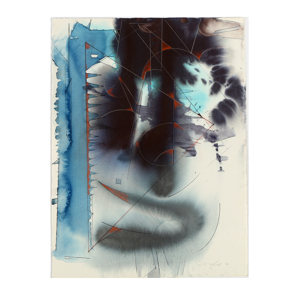 Ricardo Morin Watercolor and Wax Pencil on Paper "Triangulation 2"