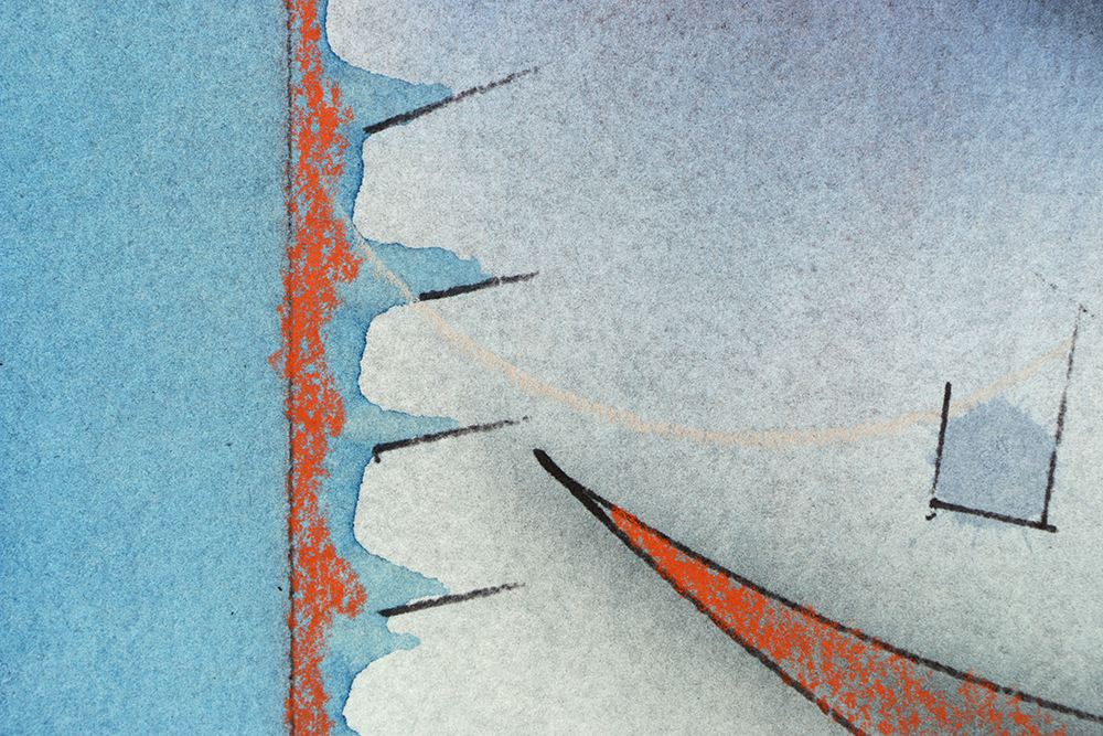 Ricardo Morin Watercolor and Wax Pencil on Paper "Triangulation 2"