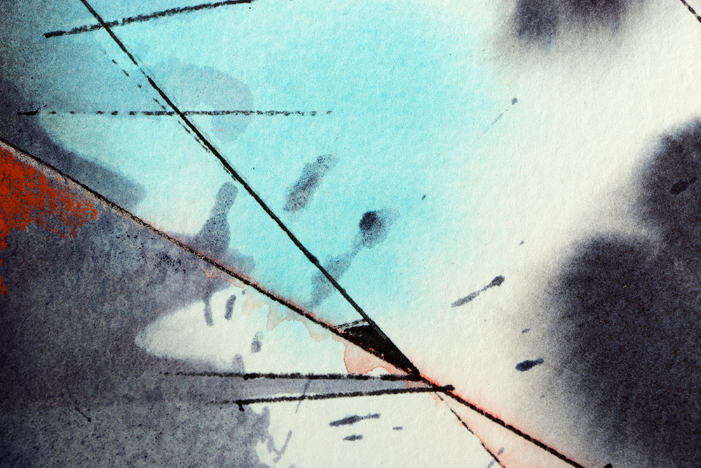 Ricardo Morin Watercolor and Wax Pencil on Paper "Triangulation 2"