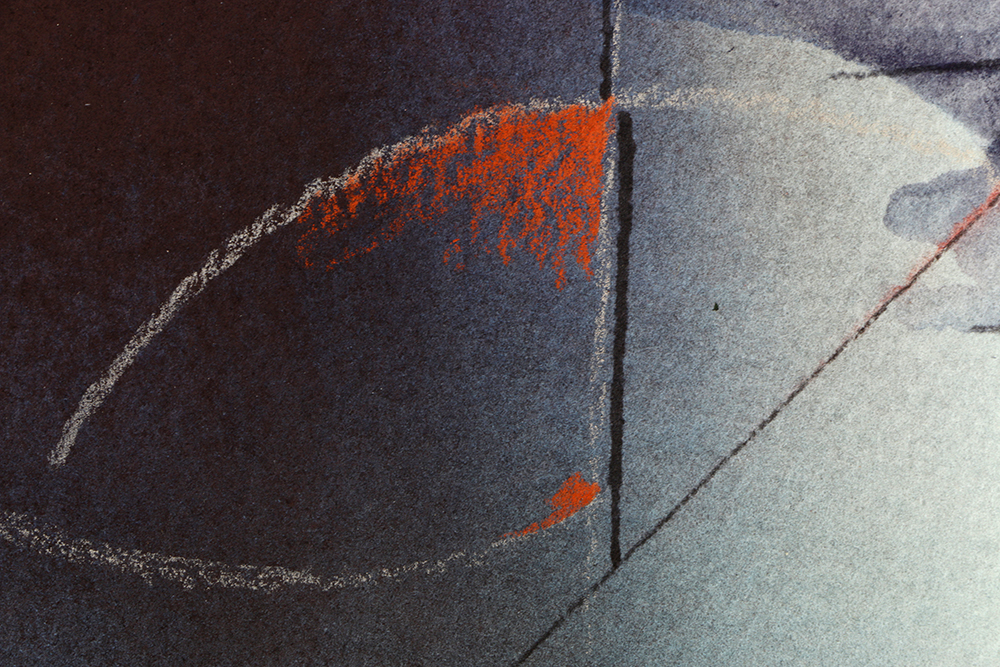 Ricardo Morin Watercolor and Wax Pencil on Paper "Triangulation 2"