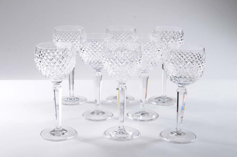 Set of Eight Waterford Crystal "Alana" Wine Hocks
