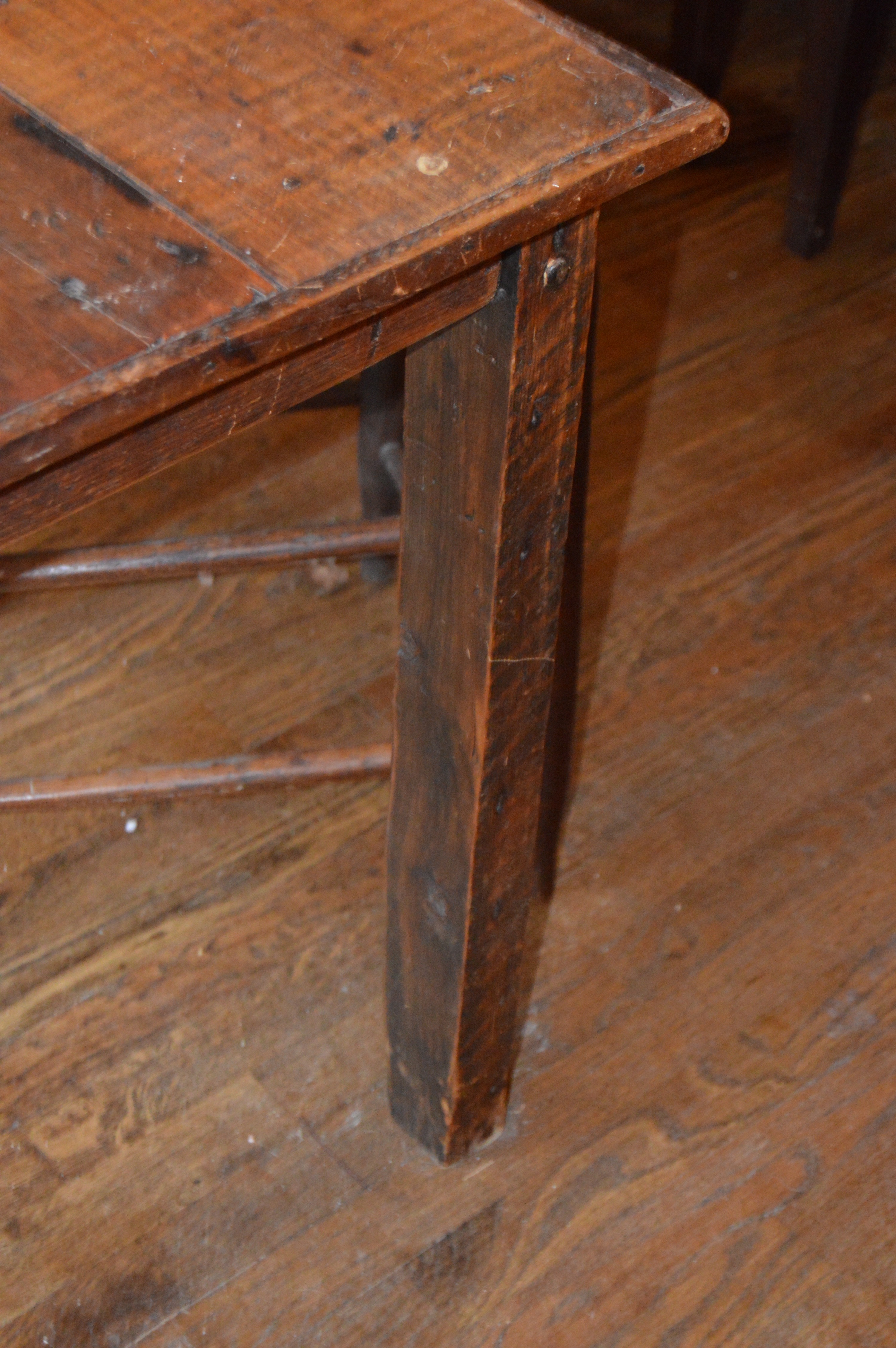 Primitive Wood Dining Table and Ladder Back Chairs