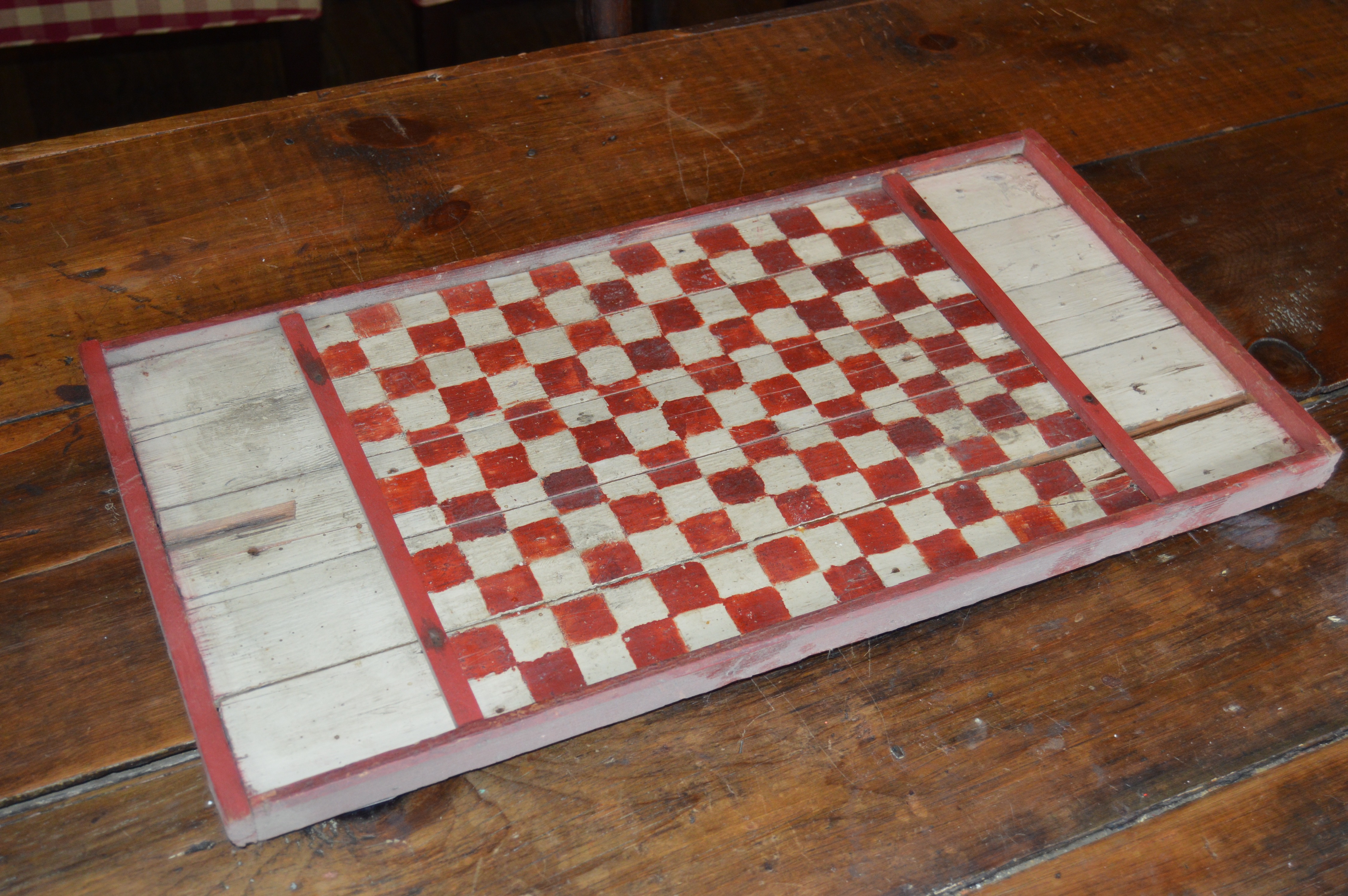 Primitive Wood Dining Table and Ladder Back Chairs