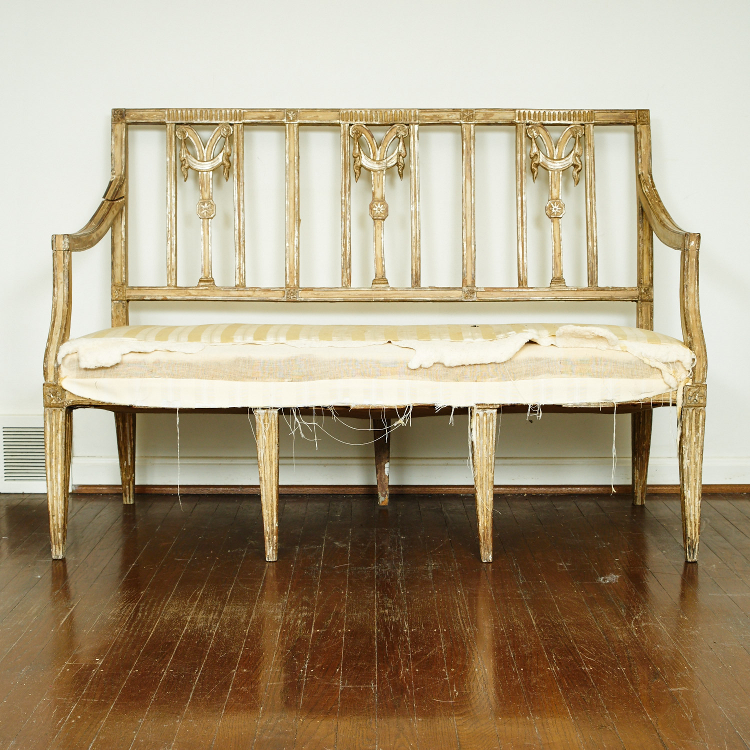 Antique Neoclassical Style Upholstered Bench