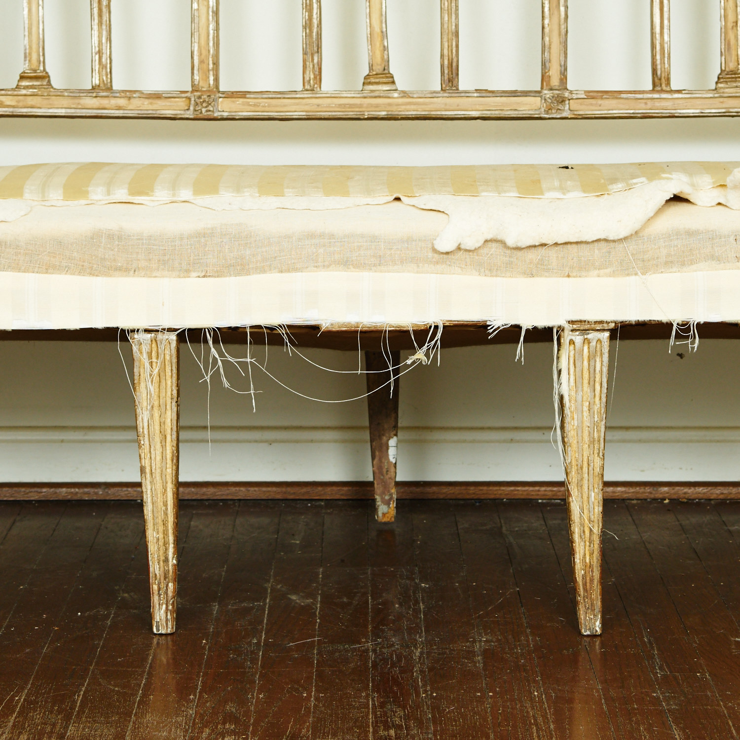 Antique Neoclassical Style Upholstered Bench