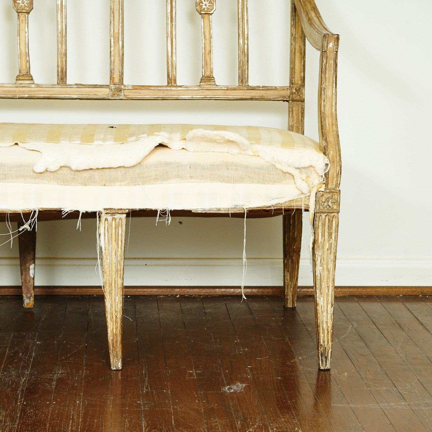 Antique Neoclassical Style Upholstered Bench