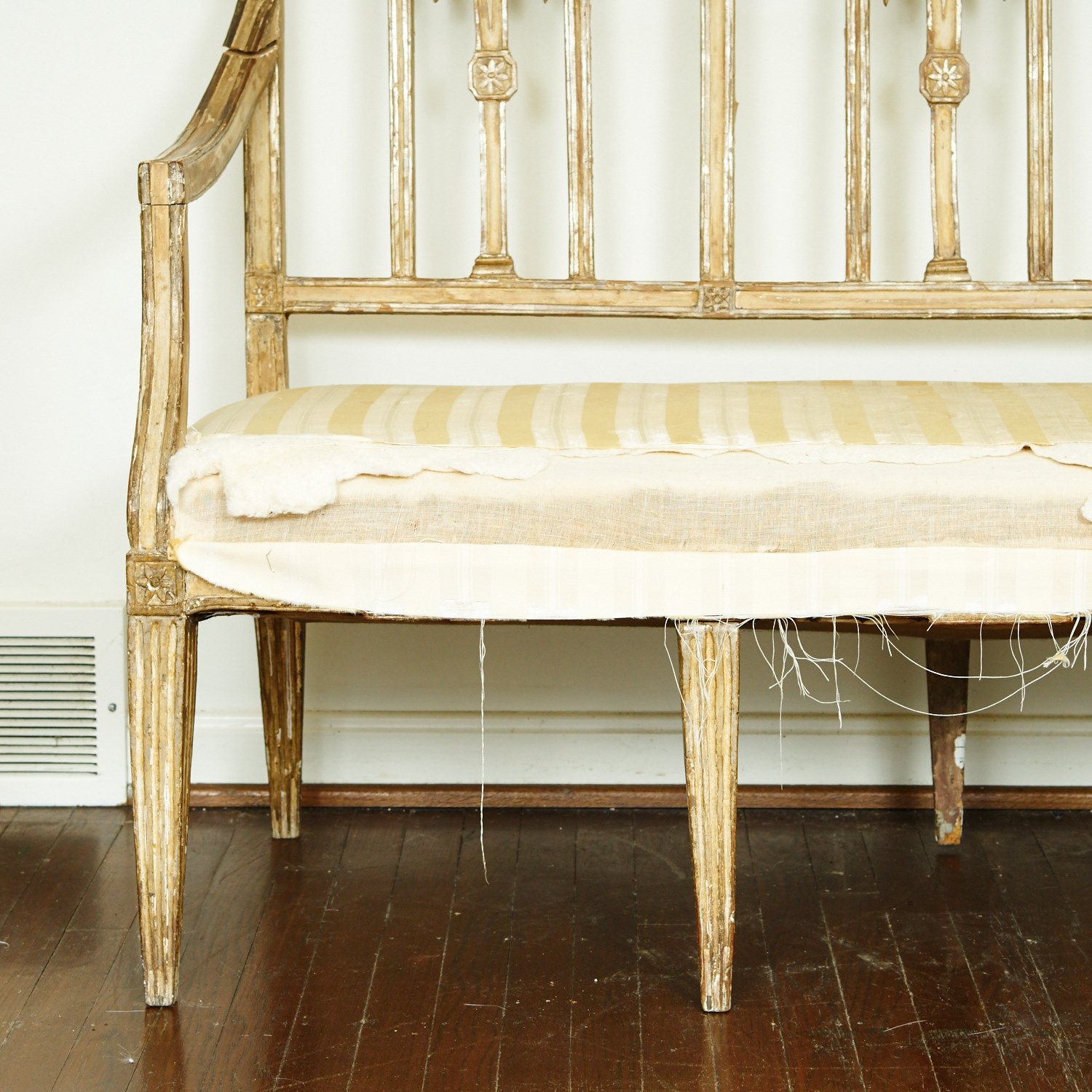 Antique Neoclassical Style Upholstered Bench