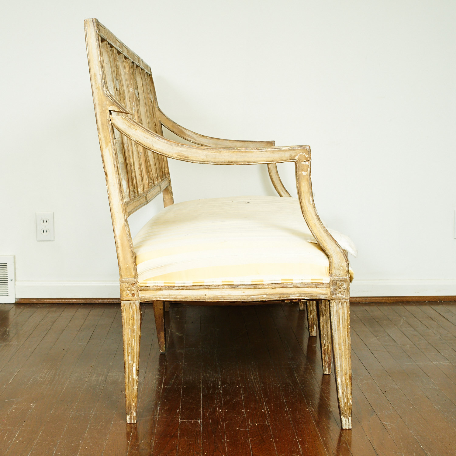 Antique Neoclassical Style Upholstered Bench