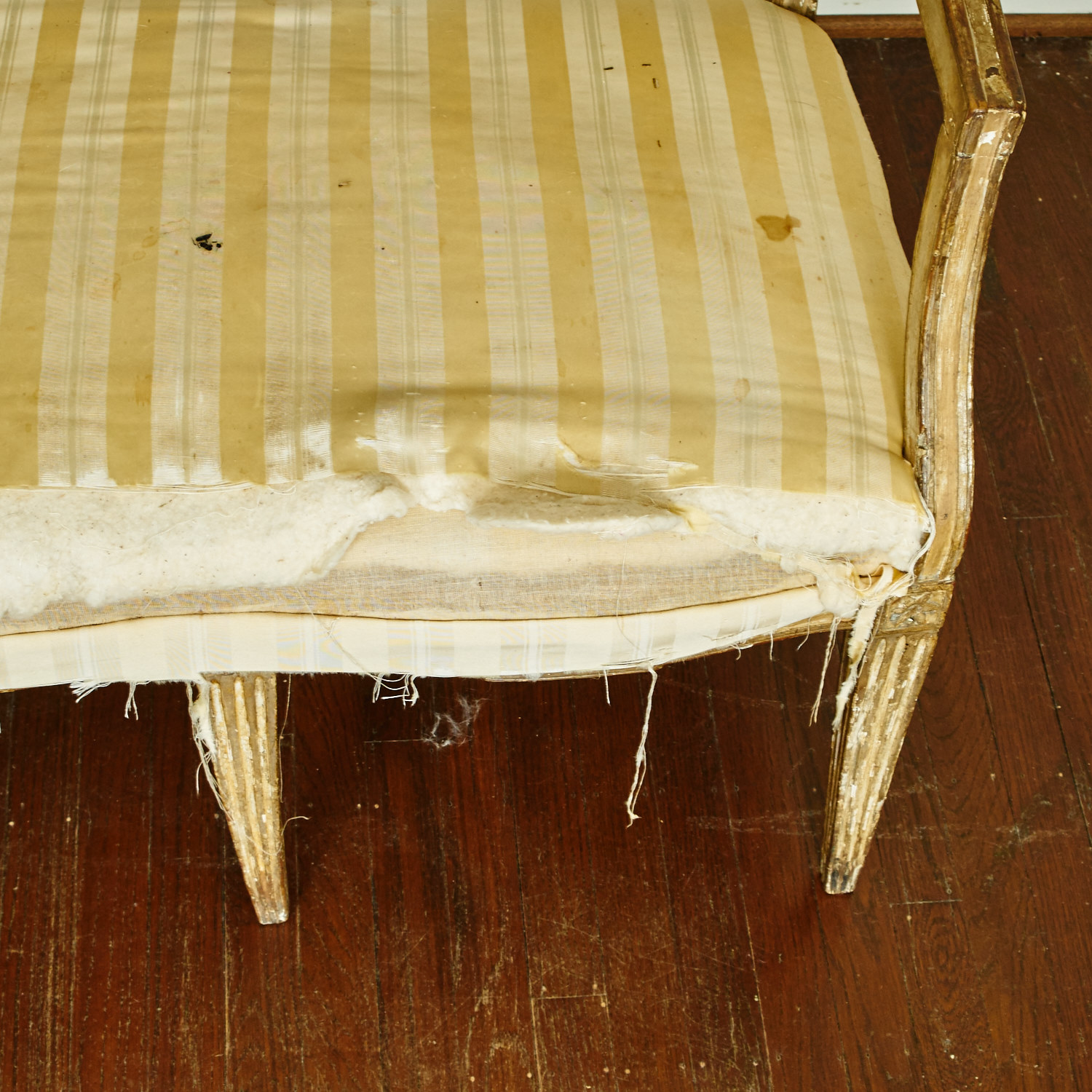 Antique Neoclassical Style Upholstered Bench